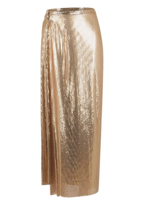 Rabanne gathered-detail mesh skirt - Gold