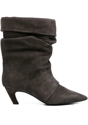 Ash 50mm slouch-effect pointed-toe boots - Grey