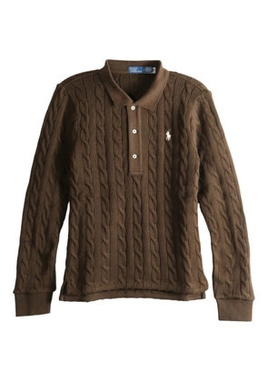 Polo Ralph Lauren cable-knit buttoned polo top - Brown