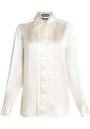 TOM FORD pintuck-detail silk shirt - White