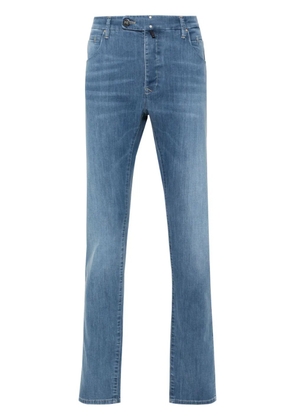 Incotex logo-patch tapered jeans - Blue