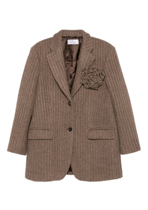Giuseppe Di Morabito rose-embellished ribbed blazer - Brown