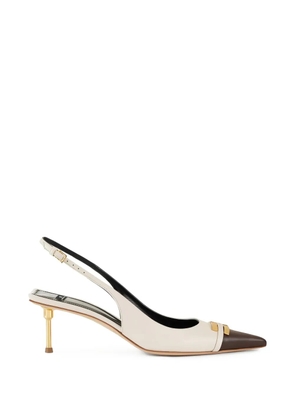Elisabetta Franchi contrasting logo-detail slingback pumps - Neutrals