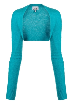 GANNI knitted cropped bolero - Blue