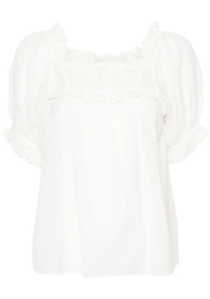 DÔEN lace-detailed puff-sleeve blouse - White