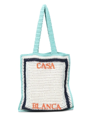 Casablanca crochet-detail tote bag - White