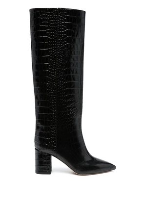 Paris Texas Anja 70mm crocodile-embossed boots - Black