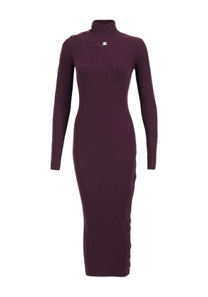 Courrèges ribbed turtleneck midi dress - Red