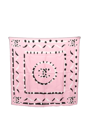 CHANEL Pre-Owned 1986-1988 Coco Mark silk scarf - Pink