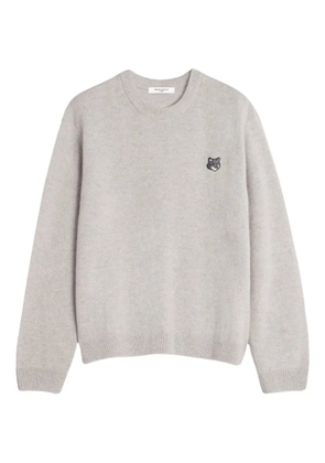 Maison Kitsuné Fox-embroidered wool sweater - Grey