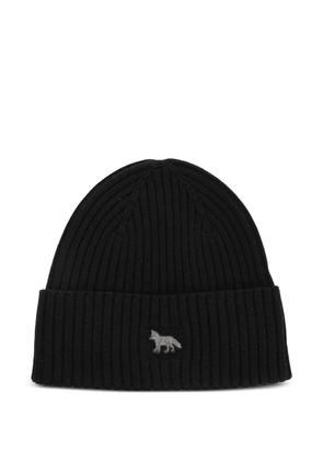 Maison Kitsuné Baby Fox ribbed beanie hat - Black