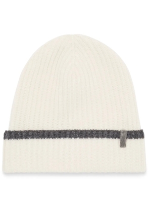 Brunello Cucinelli contrast cashmere beanie - Neutrals