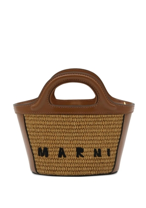 Marni woven top-handle tote bag - Brown