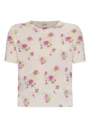 LOEWE floral-print short-sleeve top - White