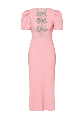 Rebecca Vallance bow puff-sleeve lydia midi dress - Pink