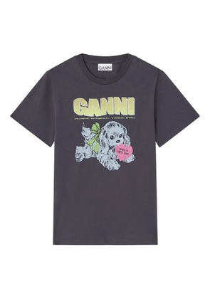 GANNI Puppy dog-print graphic T-shirt - Grey