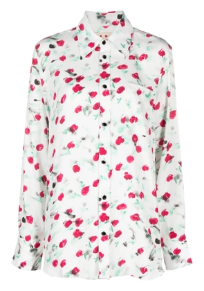 Marni logo-buttons floral-print shirt - White