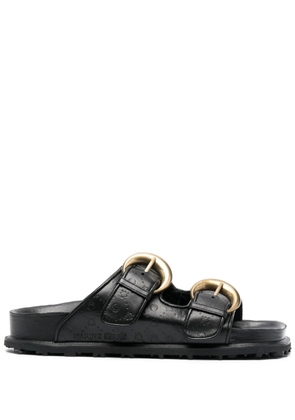 Marine Serre logo-debossed leather sandals - Black