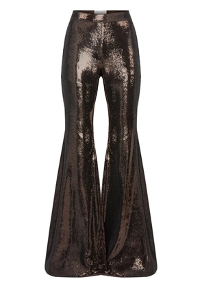 Nina Ricci sequin-embellished flared trousers - Brown