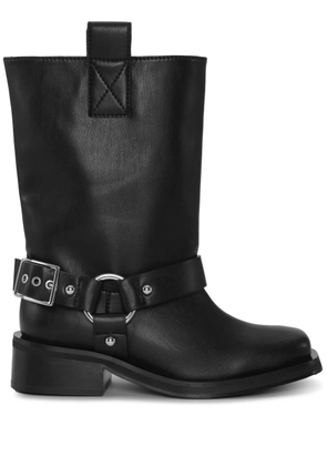 GANNI buckle-strap leather biker boots - Black