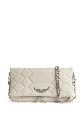 Zadig&Voltaire Rock quilted leather clutch bag - Neutrals
