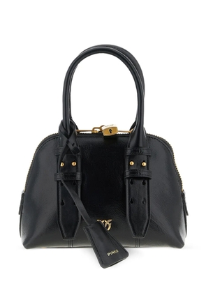 PINKO adjustable handle love birds bowling handbag - Black