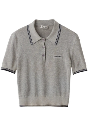 Miu Miu stripe-detail polo top - Grey