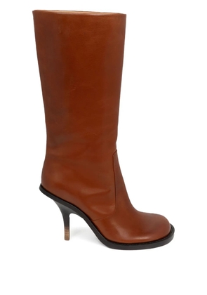 DRIES VAN NOTEN 90mm round-toe leather boots - Brown