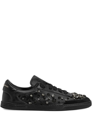 Dolce & Gabbana crystal-embellished leather sneakers - Black