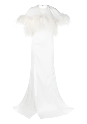 The Attico feather-trim cut-out gown - White