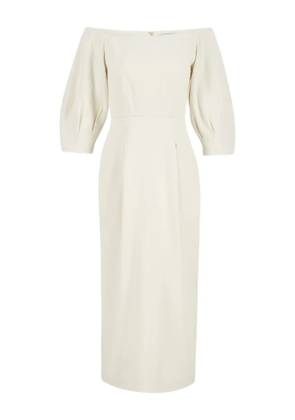 Gabriela Hearst Majano off-shoulder puff-sleeves midi dress - Neutrals