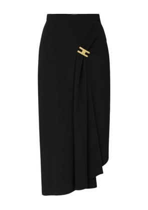 Elisabetta Franchi draped gold-buckle midi skirt - Black