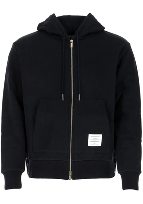 Thom Browne stripe-detail zip-up hoodie - Blue
