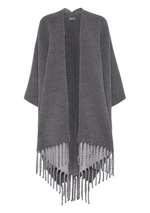 Brunello Cucinelli fringed-edge wool-cashmere cape - Grey
