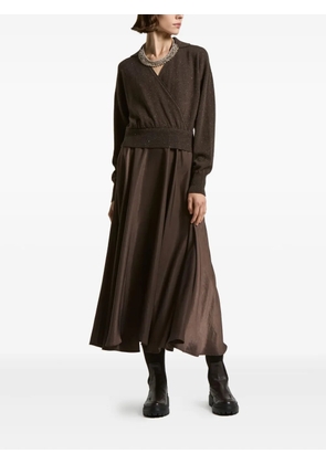 Peserico sparkle-knit A-line midi dress - Brown