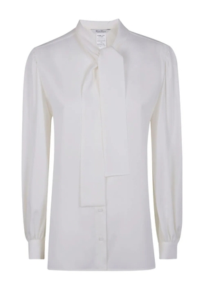 Max Mara tie-neck puff-sleeve shirt - White