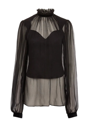 Nina Ricci high-neck ruffled top - Black