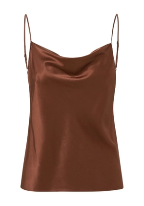 Veronica Beard cowl-neck satin top - Brown