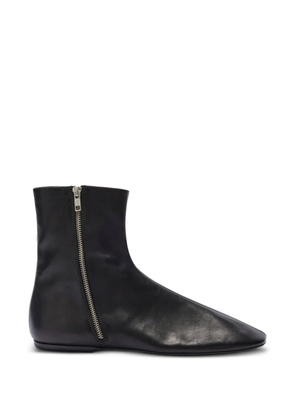DRIES VAN NOTEN zipped leather sock boots - Black