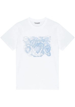 GANNI motif-embroidered T-shirt - White