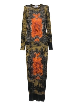 Jean Paul Gaultier graphic-print maxi dress - Orange