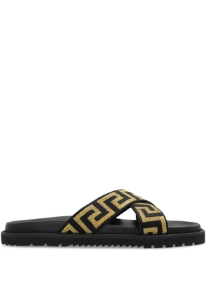 Versace Greca-embellished slides - Black