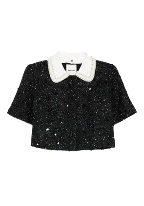 SANDRO sequin-embellished cropped jacket - Black