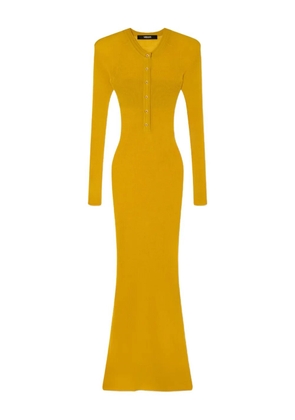 Versace long-sleeve ribbed-knit dress - Yellow