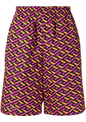 Versace Le Greca print elasticated-waist shorts - Pink