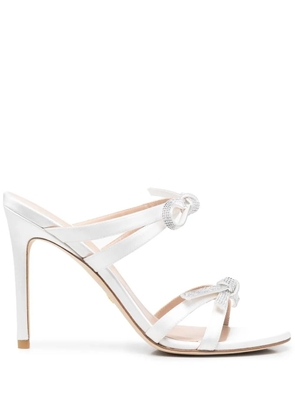 Stuart Weitzman 110mm SW Bow crystal embellished sandals - White