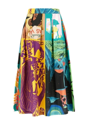 Department 5 patchwork-design pleated skirt - Blue