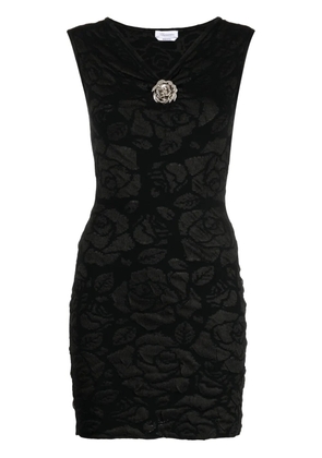 Blumarine patterned-jacquard V-neck dress - Black