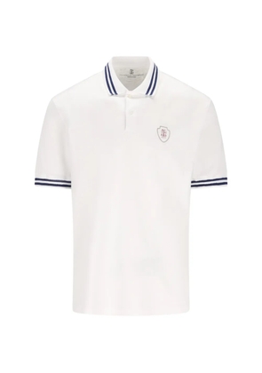 Brunello Cucinelli striped-detail polo shirt - White