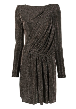 Saint Laurent draped metallic padded-shoulder dress - Black